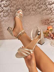 Low Heel Sandals Girl Open Toe Round Toe High Heel Thick Heel Spring Summer New Arrival Gorgeous Strap Buckle Woven Mid-Heel Versatile Sandals