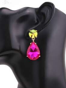 ACEHLN 1 par de pendientes de botón de aleación de zinc con estilo norteamericano con colgante de gota de cristal, pendientes de lujo decorados con diamante de imitación para bodas y ocasiones formales - Estilo 1 - Ver 10