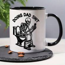 1 Piece Funny Skull 'Doing Dad Things' 11oz Ceramic Coffee Mug - Humorous Skeleton Design, Perfect Gift For Father's Day, Birthday, Christmas, Halloween, Thanksgiving, Etc - Black Handle Cup - View 13