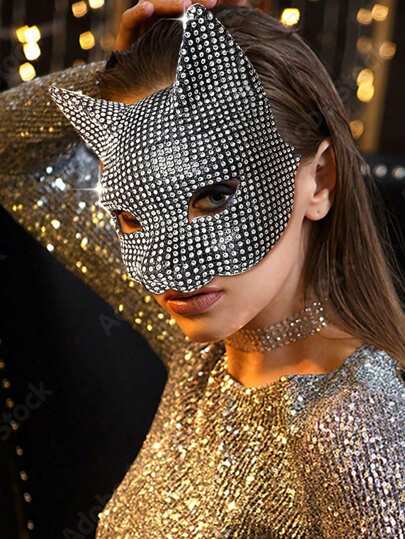 1 pieza Máscara de Mascarada con Cristales para Mujeres, Accesorio de Cosplay, Accesorio Sexy para Fiestas y Bailes, de Vuelta a Clases