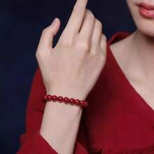 1 chiếc vòng tay đá chu sa tự nhiên màu đỏ, vòng tay may mắn, vòng tay tài lộc phù hợp cho nam và nữ, quà tặng ngày lễ, quà tặng cho gia đình và bạn bè, thích hợp cho sinh nhật các cặp đôi, vòng tay năm mới màu đỏ phong cách Trung Quốc - Đỏ - Xem 3