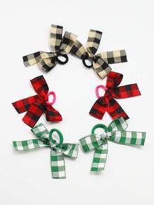 6 件装女孩学院风返校格子蝴蝶结发圈，时尚可爱甜美蝴蝶发饰，适合各种场合，马尾辫夹，发圈，发绳，学校用品
