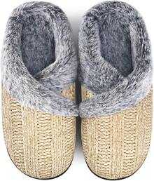 Women's Fuzzy Slip-On Slippers Indoor And Outdoor Use, Comfy Foam, Anti-Skid Rubber Hard Sole - Yellow - View 1