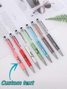 Personalized Engraved Glitter Pen, Custom Flow Sand Ballpoint Pen, Female Stationery Gift, Office Accessories, Writing Tool.Return To School,For School Supplies,Back To School,Office & School Supplies,Xmas Decoration,Smooth Writing Pen