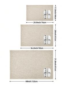 1pc Polyester Material, Simple Ins Style Dual-Color Woven Texture Doormat, Modern Fashion Woven Pattern, Easy To Clean, Wear-Resistant, Dust-Proof, Suitable For Entryway Function Mat Door Mat Kitchen Mat&Rug Home Decor Entryway Decor Bathroom Kitchen Decor Kitchen Rug - Khaki - View 3