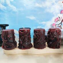 1pc Hand-Made Engraved Cylindrical Aroma Candle, With Slight Color Variation,Room Decor,Gifts Birthday Graduation - Black - View 10