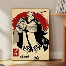 1/6 piezas Póster impreso HD resistente al agua de One Piece, el mejor regalo para niños fans del manga clásico Zoro, adecuado para decoración retro del hogar o dormitorio, sin marco