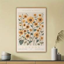 1 Stück Leinwandposter mit Blumen-Markt-Motiv, Londoner Poster-Kunst, Sonnenblumen Wanddekoration, vintage Blumen-Kunstwerk, Ausstellungswand-Dekoration, abstrakte botanische Raum-Dekoration Geschenk-Poster, ungerahmt - Verschiedenfarbig - Übersicht 1
