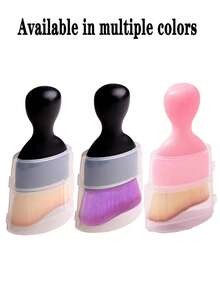 1pc Car Interior Crevice Duster, Short Bristle Brush With Storage Case, Makeup Brush, Suitable For Cleaning AC Vents, Car Cleaning Tool, Makeup Puff - Pink - View 2