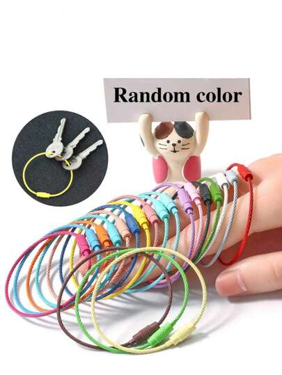 5/10pcs Colorful Ring Luggage Tag Clip Keychain Rope Key Ring Cable Screw Lock Accessories Simple To Install And Durable