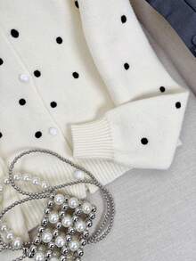 French Soft & Round Neck Polka Dot Sweater, New Autumn/Winter Design For Fashionable Ladies