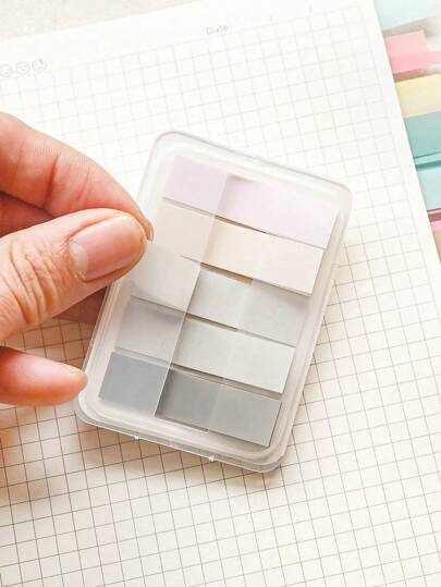 100 Pieces Of 1 Type With Box PET Cute Creative Fluorescent Sticky Notes Classified Index Stickers Transparent Indicator Stickers Sticky Notes Paper N Times,School Supplies,Back To School