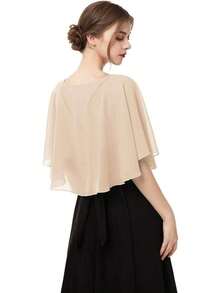 1 件女式轻质雪纺披肩开衫，适合作为新娘婚礼晚礼服披肩、女士摄影配饰和万圣节服装斗篷、秋季时尚服装 - 白色 - 查看 6