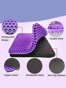 Husă de pernă de scaun cu gel, design gros și respirabil cu fagure de miere, absorbție a presiunii, pernă de scaun de birou dublu groasă, pernă de scaun pentru scaune de birou, potrivită pentru scaune de birou, acasă, mașini și scaune cu rotile