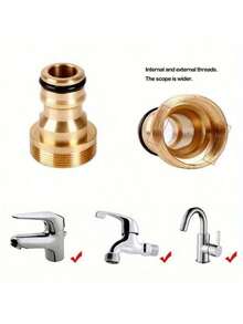 1pc Anti-Leakage Quick Connect Garden Hose Adapter - (Various Styles, Fits Different Sizes) Brass Faucet/Washing Machine Thickened Faucet, Inlet Pipe, Brass Faucet Interface Adapter, Durable, Anti-Rust Faucet Converter, Convenient For Watering - Multicolor - View 6
