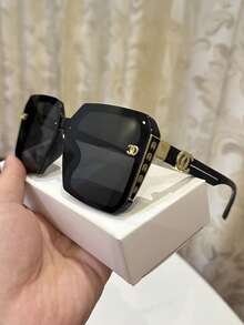 1副女士休闲复古大方渐变灰色时尚眼镜，适合日常、夏季、海滩、街拍等场合佩戴，方形時尚眼鏡 - 綠色 - 查看 16