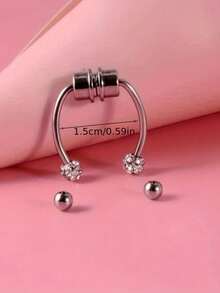1pc Fashion Rhinestone Decor Nose Ring For Women For Daily Decoration - Bạc - Xem 4