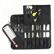 16 Pockets Chef Knife Bag Portable Kitchen Slicing Japanese Santoku Cleaver Knife Roll Bag Outdoor Carry Case Storage Pocket