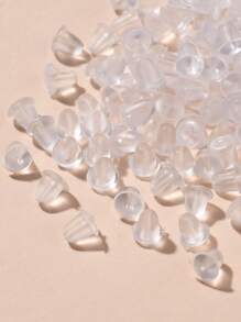 Approx. 500pcs Plastic Transparent Ear Nuts, 4*4mm, Suitable For Fixing Earrings And Studs Backs