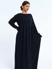 1 chiếc váy maxi trơn màu cho nữ, kiểu áo choàng dài kaftan rộng rãi, thiết kế nghệ thuật, đa năng, phù hợp với mọi mùa, cỡ lớn - Nhiều màu - Xem 12