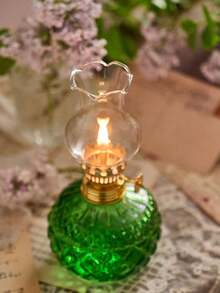 1个复古大型油灯，玻璃煤油灯，古董油灯，室内应急照明防风灯（不含液体），复古家居装饰花园装饰灯罩，圣诞礼物；万圣节礼物，返校礼物，教师节礼物 - 彩色 - 查看 8