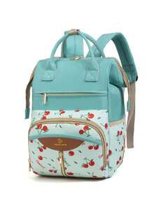 1pc Fashionable Mummy Backpack, Large Capacity Diaper Bag, Portable Maternity & Baby Bag, Can Be Hung On Stroller - Green - View 2