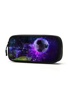 GUSTELL 3pcs Set: Cool Tech Football Particle, Golden Crown, Cosmic Star Chain Pattern Backpack, Shoulder Bag, Pencil Case Set. Suitable For Travel, Camping, Casual Cartoon Backpack With Padded Back And Adjustable Shoulder Straps, Fashionable, Durable, Practical (Football Element Pattern) - Bundles - View 6