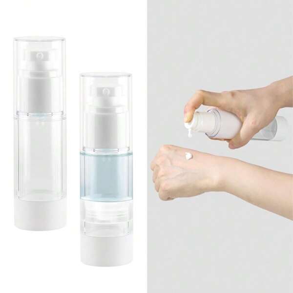 1pc, 3.4oz/100ml Airless Pump Bottle - Clear, Refillable Cosmetic Container Suitable For Creams, Lotions And Shampoo (No Liquid Included)