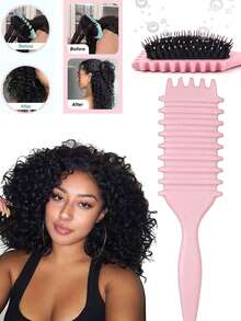 One Piece Curling Brush, Curling Comb With Tooth, Shapes And Defines Curls, Suitable For Men And Women, Reduces Pulling And Curl Separation, Designed By Candy Brush Beauty & Health Beauty Tools Hair Tools Combs Brushes Hair Brushes Things To Use On The Head School Supplies Combs Curling Combs Pretty Combs,Back To School,Travel Holiday Essentials,Hair Accessories For Women - Multicolor - View 3
