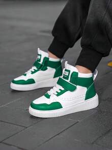 1 双儿童春秋中帮休闲帆布运动鞋，经典撞色，返校必备，可调节钩环，易于穿着，适合日常穿着，滑板运动