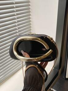 时尚PU皮革手拿包，情人节理想之选。舒适时尚，别致的手提包，个性化礼品之选，2025配饰，时尚风格，适合所有场合，价格实惠，奢华质感，叛逆派对包，派对、婚礼、庆典、晚宴/宴会的完美之选，优雅的女士包包 - 黑色 - 查看 2