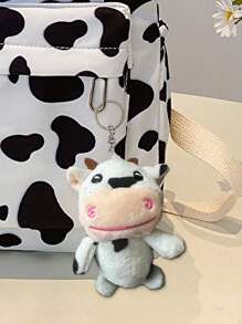 1个经典基础款大容量背包，适合返校季，带笔记本电脑隔层，时尚多功能背包，通体奶牛纹图案，优质尼龙材质，可调节肩带 - 白色 - 查看 15