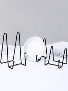 1pc/3pcs N-Shape Metal Iron Art & Craft Display Stand, Holder For Plates, Photo Frames, Medals, Foldable Photo Frame - Black - View 5