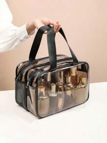 1个装化妆品收纳包，旅行化妆包，化妆刷包，洗漱包，透明PVC化妆包，手提洗漱包，化妆品收纳包，沙滩包，旅行必备 - 彩色 - 查看 2