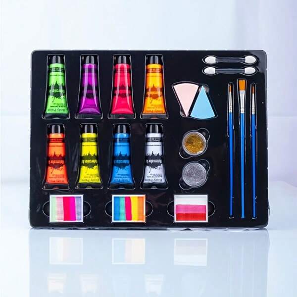 Face Painting Color Makeup Kit, Evenly Colored, Vibrant And Bright, Convenient For Painting, Rich Colors, Suitable For Fan Cheering, Concerts, World Cup, Parties, Halloween, Christmas And Other Occasions,For School Supplies,Back To School