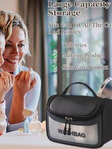 1 件透明 PVC 化妆包，用于化妆工具字母化妆包，防水便携式雪尼尔字母拉链化妆收纳包，简约首字母贴片旅行化妆包，女士浴室洗漱包，送给妈妈的礼物，沙滩包，沙滩必需品，沙滩巾收纳包，沙滩配件，沙滩用品，假日包，冬季和秋季度假必备品，情人节