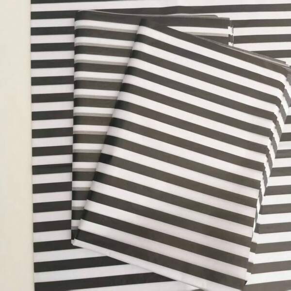 50pcs Black And White Striped Elegant Gift Wrapping Tissue Paper, Suitable For DIY Crafts, Party Gift Wrapping, Flower/Shoe/Clothing Packaging, Birthday Gifts, Perfect For Various Holiday Decorations