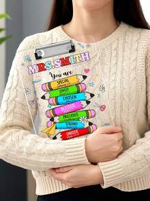 1pc Customized Teacher Pencil Clipboard, Personalized You Are Acrylic Clipboard With Teacher Name,Teacher Appreciation Gift,Back To School,Gift For Teacher - Multicolor - View 4