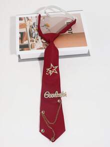 1pc Fashion Simple Y2K Punk Style Star/Goodluck/Love Decorative Detachable Self-Tie Bowknot, Suitable For Parties, Banquets, And Daily Wear - A - View 17