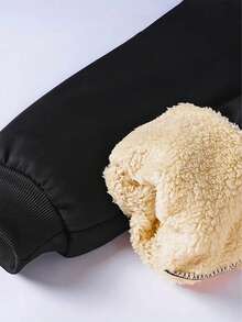 Platform Strict Selection - Men's Winter Casual Sport Running Pants, Adjustable Waist Drawstring Solid Color Long Pants, Suitable For Gym Workouts, Running, Training, Etc. - Black - View 4