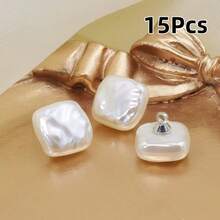 5/10/15 件优雅白色仿珍珠纽扣，带金属花盘 - 光泽、不对称形状紧固件，适用于旗袍、唐装背心和中式衬衫、服装纽扣 - 彩色 - 查看 17