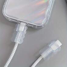 5/10pcs Wave Pattern Cable Protector Set, TPU Cable Organizer Sleeves, Batteryless, Compatible With Phone Charging Cables - Clear - View 6