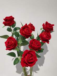 1/3/5/10/20pcs Red Rose Artificial Bridal Bouquet, Faux Flower Flower Arrangement Decoration, Fake Rose Artificial Rose For Valentine's Day Gifts, Wedding Party, Home Decoration, Birthday Gifts,Wedding Decorations,Fall Decor