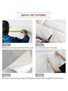 70cmx100cm 3D Foam Brick Wall Stickers Waterproof Self Adhesive Wallpaper Living Room Decoration Wall Decal Home Decor Wallcoverings - Multicolor - View 3