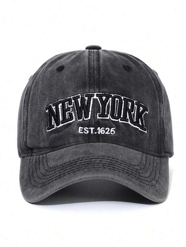1 pièce Casquette de baseball rétro noire à la mode avec inscription "Newyork". Convient pour un usage quotidien, le vélo, l'école. et polyvalente.