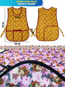 6 Mandiles Gabán De Cierre Estampado Mini-Frida Surtido - Surtido Aleatorio - Ver 4
