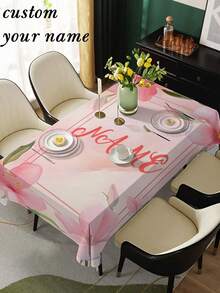 1 块定制矩形花卉桌布，添加您自己的文字，个性化桌布，防油且可擦拭，快速提升客厅氛围，营造舒适的家居氛围，适合婚礼、派对、餐厅、户外、野餐、所有季节和节假日
