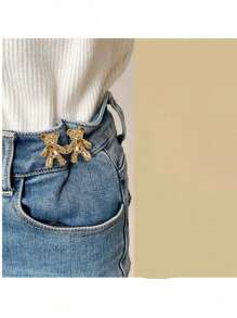 Corset pentru talie pantaloni, Strântor pentru nasturi de pantaloni, Modelator pentru talie pantaloni, Nasturi pentru blugi cu ursuleț drăguț, Cleme invizibile pentru nasturi de blugi lejeri