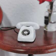 1pc 1:12 Scale Dollhouse Accessories, Mini Telephone Model For Miniature Food Toys, Diorama Scenery, Creative Decor, Toy Model, Terrarium DIY, Alloy Ornament, Christmas/New Year Gift