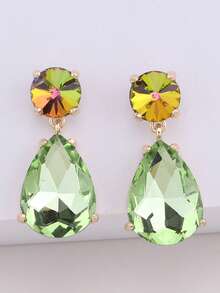 ACEHLN 1 par de pendientes de botón de aleación de zinc con estilo norteamericano con colgante de gota de cristal, pendientes de lujo decorados con diamante de imitación para bodas y ocasiones formales - Estilo 1 - Ver 18